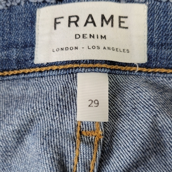 Frame Le Skinny de Jeanne Jeans Women Sz 29 31X29 Scooped Frayed Hem Distressed - Picture 6 of 14